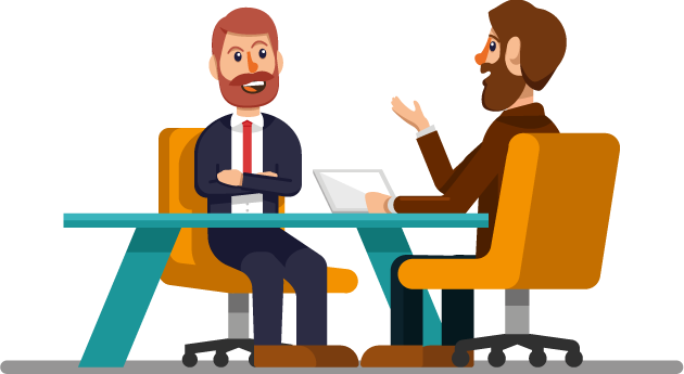 Illustration d'un comptable en réunion avec un client